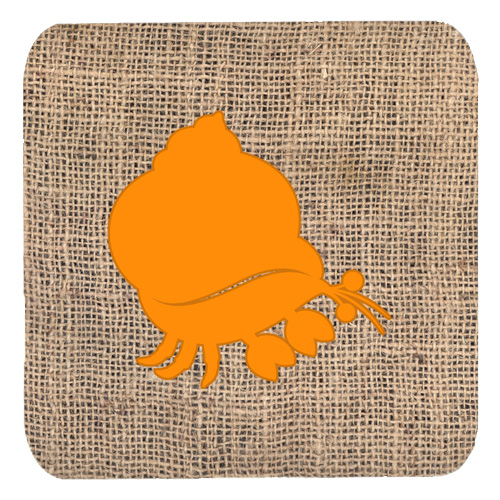 Hermit Crab Burlap And Orange Foam Coasters - Set 4, 3.5 x 3.5 In.