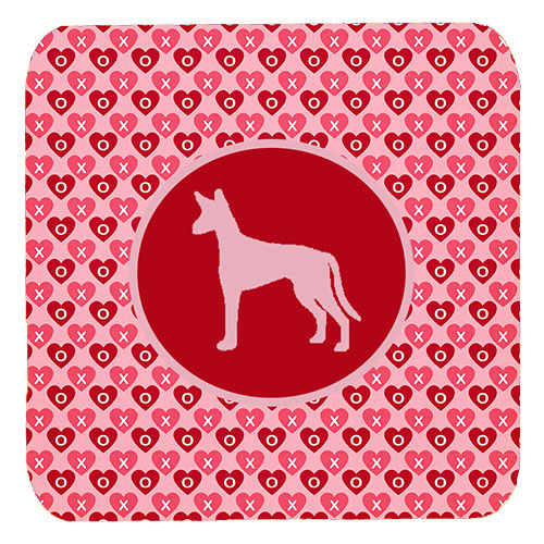 Ibizan Hound Valentine Hearts Foam Coasters - Set 4, 3.5 x 3.5 In.