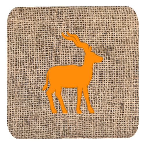 Deer Burlap And Orange Foam Coasters - Set 4, 3.5 x 3.5 In.