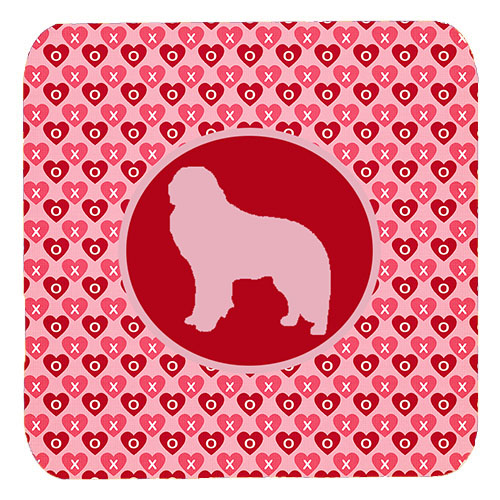 Kuvasz Valentine Hearts Foam Coasters - Set 4, 3.5 x 3.5 In.