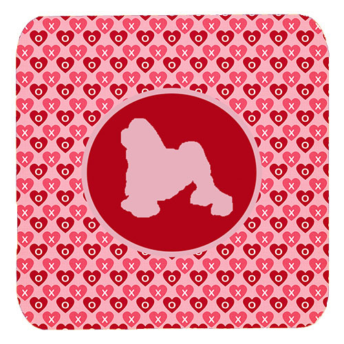 Lowchen Valentine Hearts Foam Coasters - Set 4, 3.5 x 3.5 In.