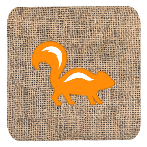 Skunk Burlap And Orange Foam Coasters - Set 4, 3.5 x 3.5 In.