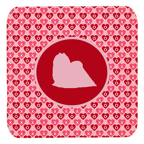 Maltese Valentine Hearts Foam Coasters - Set 4, 3.5 x 3.5 In.