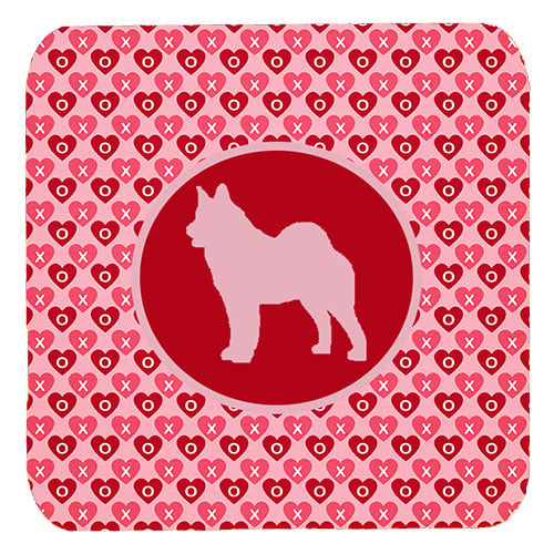 Norwegian Elkhound Valentine Hearts Foam Coasters - Set 4, 3.5 x 3.5 In.