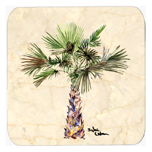Palm Tree Foam Coasters - Set 4, 3.5 x 3.5 In.