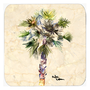 Palm Tree Foam Coasters - Set 4, 3.5 x 3.5 In.