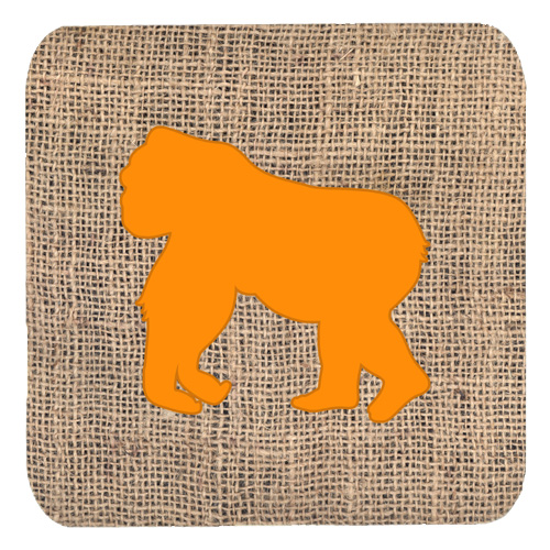 Picture of Carolines Treasures BB1129-BL-OR-FC Gorilla Burlap And Orange Foam Coasters - Set 4- 3.5 x 3.5 In.