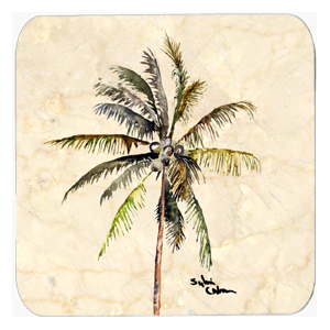 Palm Tree Foam Coasters - Set 4- 3.5 x 3.5 In.