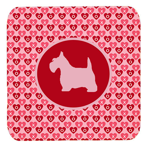Scottish Terrier Valentine Hearts Foam Coasters - Set 4, 3.5 x 3.5 In.