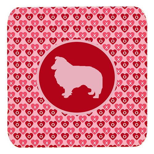 Sheltie Valentine Hearts Foam Coasters - Set 4, 3.5 x 3.5 In.