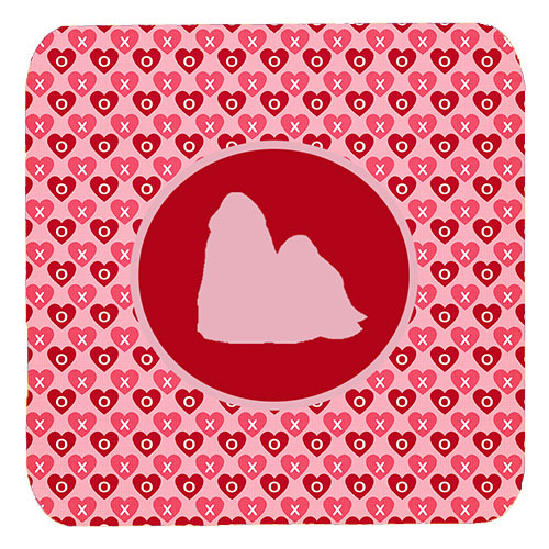 Shih Tzu Valentine Hearts Foam Coasters - Set 4, 3.5 x 3.5 In.