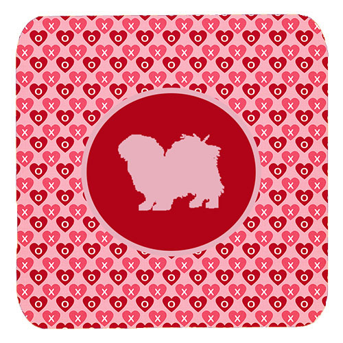 Tibetan Spaniel Valentine Hearts Foam Coasters - Set 4, 3.5 x 3.5 In.