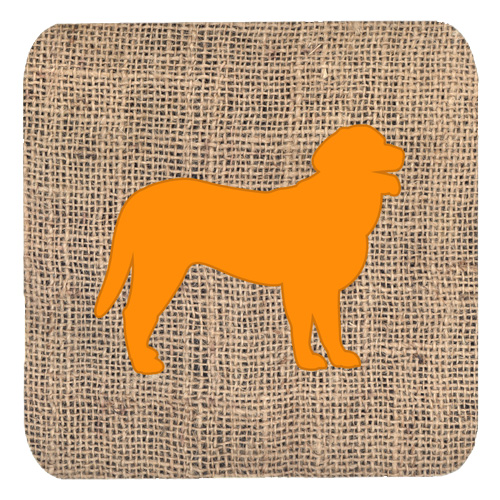 Curly Coated Retriever Burlap And Orange Foam Coasters - Set 4, 3.5 x 3.5 In.
