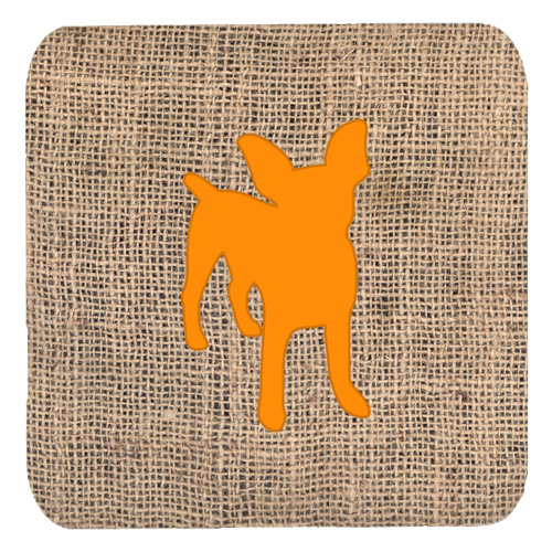 Chihuahua Burlap And Orange Foam Coasters - Set 4, 3.5 x 3.5 In.