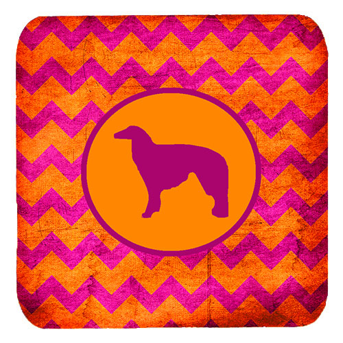 Borzoi Chevron Pink And Orange Foam Coasters, Set Of 4