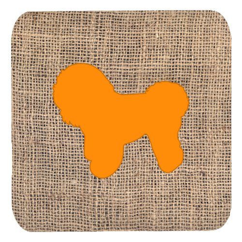 Bichon Frise Burlap And Orange Foam Coasters, Set Of 4