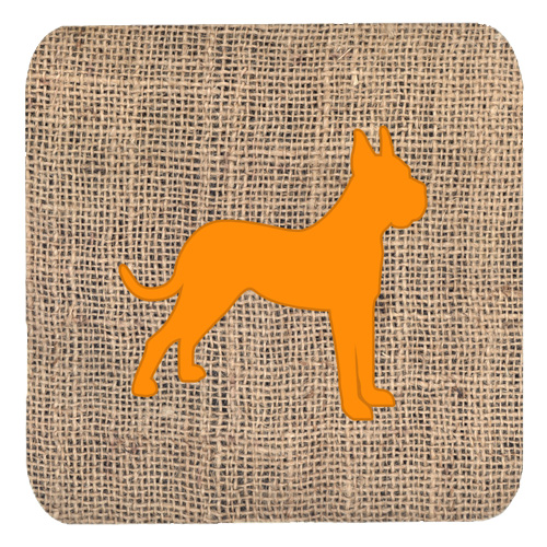 Boxer Burlap And Orange Foam Coasters, Set Of 4