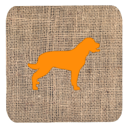 Labrador Burlap And Orange Foam Coasters- Set Of 4