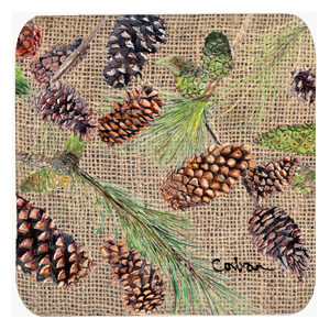 Pine Cones Foam Coasters, Set Of 4