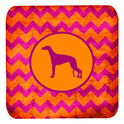 Greyhound Chevron Pink And Orange Foam Coasters, Set Of 4