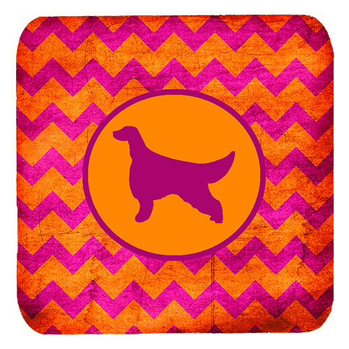 Irish Setter Chevron Pink And Orange Foam Coasters, Set Of 4