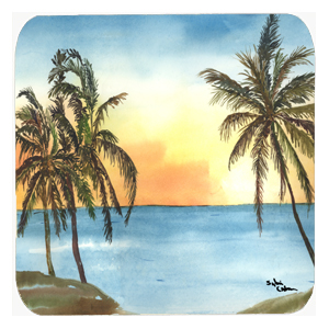 Palm Tree Foam Coasters, Set Of 4
