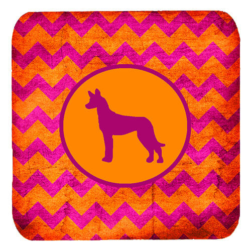 Pharaoh Hound Chevron Pink And Orange Foam Coasters, Set Of 4
