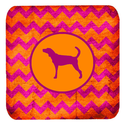 Plott Hound Chevron Pink And Orange Foam Coasters, Set Of 4