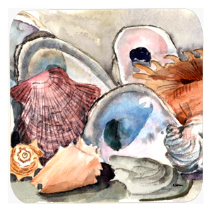 Sea Shells Foam Coasters, Set Of 4