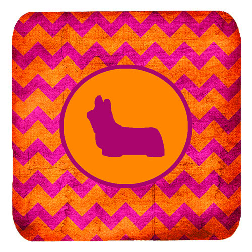 Skye Terrier Chevron Pink And Orange Foam Coasters, Set Of 4