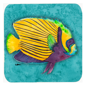 Fish Tropical On Teal Foam Coasters, Set Of 4