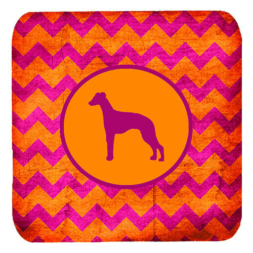 Whippet Chevron Pink And Orange Foam Coasters, Set Of 4