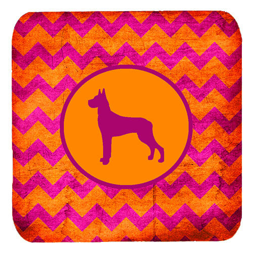 Great Dane Chevron Pink And Orange Foam Coasters, Set Of 4