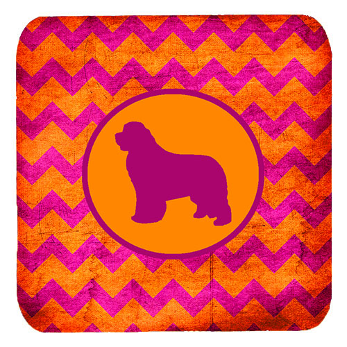 Newfoundland Chevron Pink And Orange Foam Coasters, Set Of 4