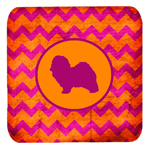 Havanese Chevron Pink And Orange Foam Coasters, Set Of 4