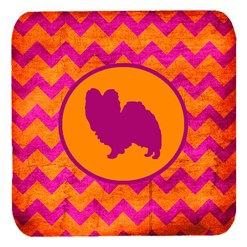 Papillon Chevron Pink And Orange Foam Coasters, Set Of 4