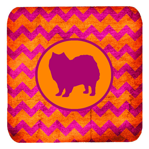 American Eskimo Chevron Pink And Orange Foam Coasters, Set Of 4