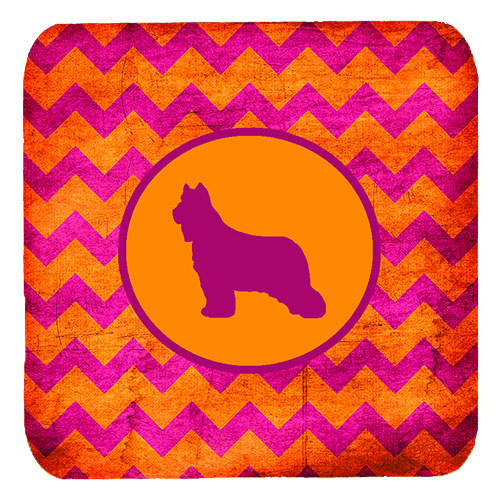 Briard Chevron Pink And Orange Foam Coasters- Set Of 4