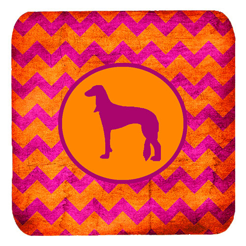 Saluki Chevron Pink And Orange Foam Coasters, Set Of 4