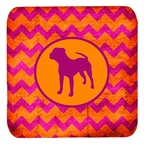 Pit Bull Chevron Pink And Orange Foam Coasters, Set Of 4