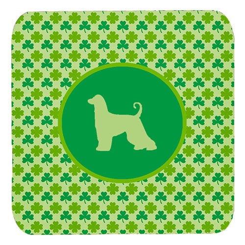 Afghan Hound Lucky Shamrock Foam Coasters- Set Of 4
