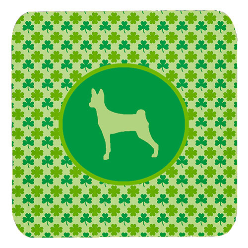 Basenji Lucky Shamrock Foam Coasters, Set Of 4