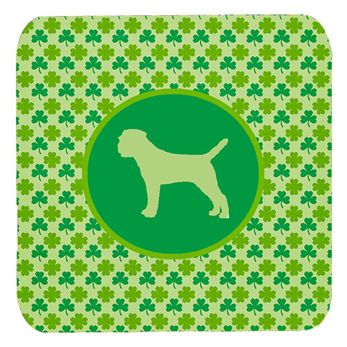 Border Terrier Lucky Shamrock Foam Coasters, Set Of 4