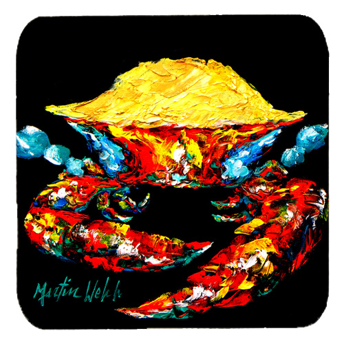 Crab Black Gold Foam Coasters, Set Of 4