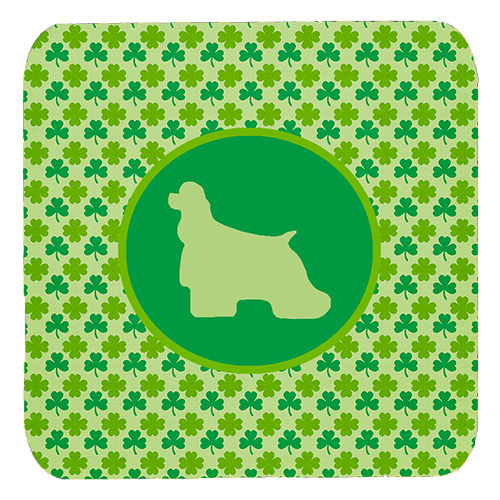 Cocker Spaniel Lucky Shamrock Foam Coasters, Set Of 4