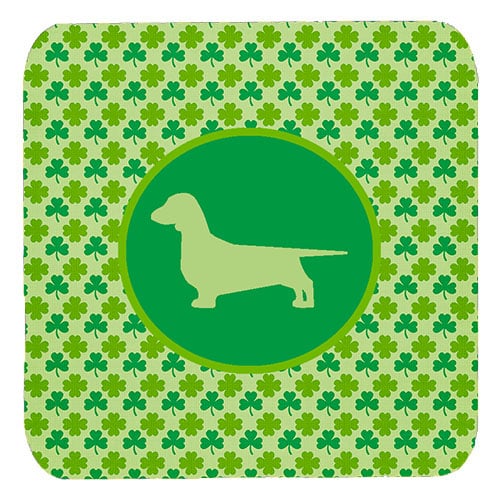 Dachshund Lucky Shamrock Foam Coasters, Set Of 4