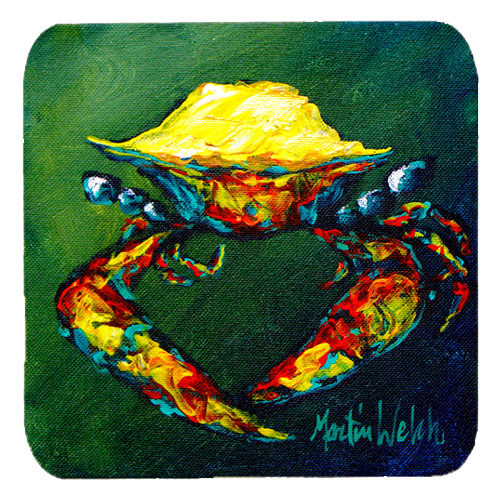 Crab Little Green Foam Coasters, Set Of 4
