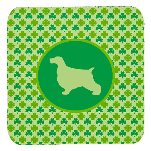 English Cocker Spaniel Lucky Shamrock Foam Coasters, Set Of 4
