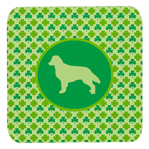 Flat Coated Retriever Lucky Shamrock Foam Coasters, Set Of 4