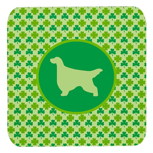 Gordon Setter Lucky Shamrock Foam Coasters, Set Of 4